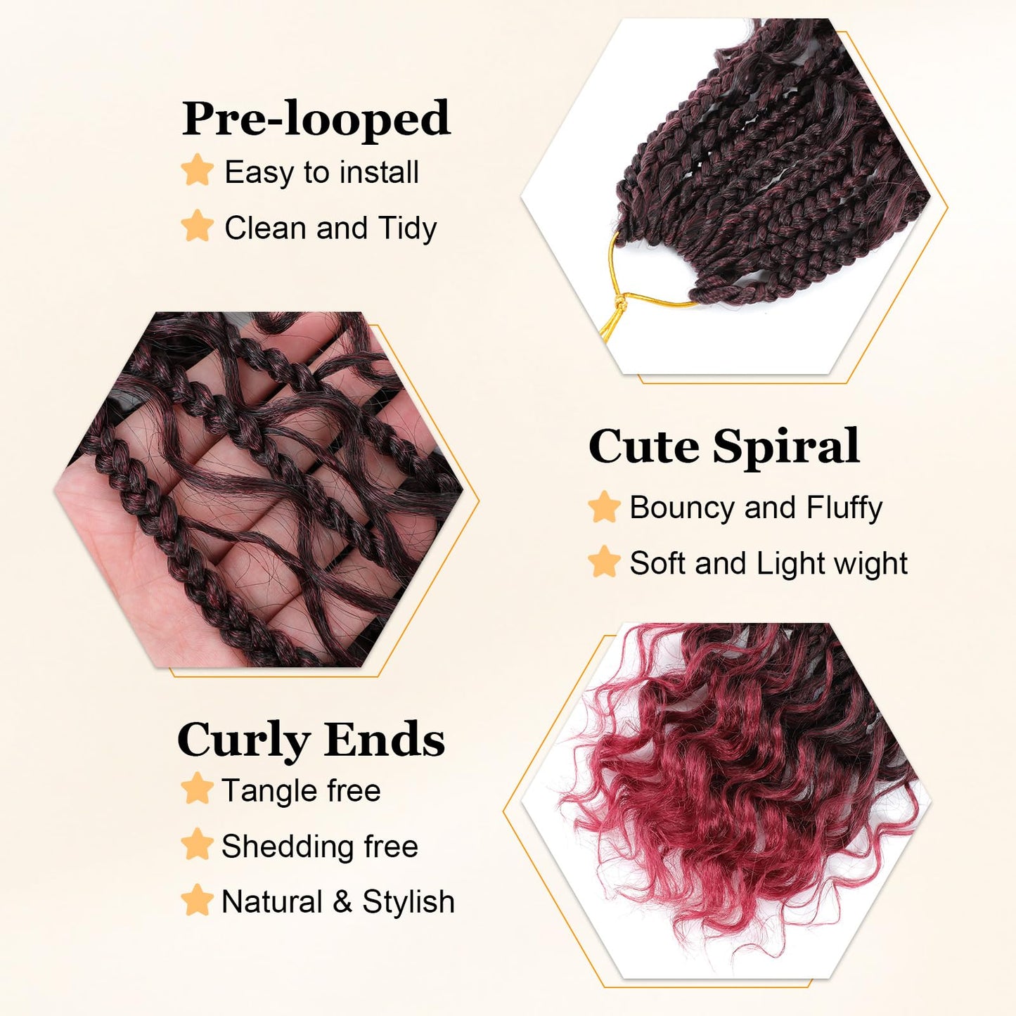 Yewell Goddess Box Braids Crochet Hair 12 Inch Boho Crochet Box-Braids With Curly Ends For Black Women,9 Packs Bohomian Crochet Box-Braid Pre Looped Box Braiding(12Inch 9Packs,TBUG)