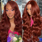Dewyigs Reddish Brown Lace Front Wigs Human Hair Pre Plucked 13x4 Auburn Colored Human Hair Lace Front Wigs Body Wave Glueless Wigs Human Hair HD Lace Frontal Human Hair Wig 24 Inch