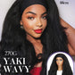 FANCEE Yaki Wavy Headband Wigs Black Kinky Straight Wear and Go Wig with Curly Wavy Ends for Mom on the Go Synthetic Headband Blow Out Style Natural Hair Wig for Black Women