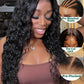KLAIYI Bye Bye Knots Glueless Wig Pre Cut Water Wave HD Lace Front Wigs Human Hair Pre Bleached Pre Plucked Ready to Go Wigs for Women 30S Easy to Wear Put On and Go Curly Wig Beginner Friendly 26inch
