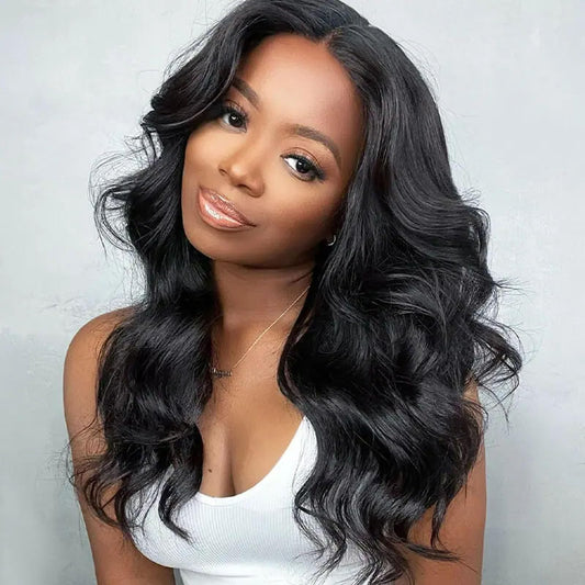 Sdeycui Lace Front Black Wigs Human Hair 13x6 HD Body Wave Wigs 20 Inch Curly Natural Glueless Wig for Women Pre Plucked