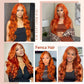 Femca 28 Inch Ginger Wig Human Hair 100% Vigin Hair Full 250 Density 13x6 Orange Ginger Body Wave Lace Front Wigs Human Hair Pre Plucked #350 Colored Frontal Wigs Minimal Shedding No Tangle