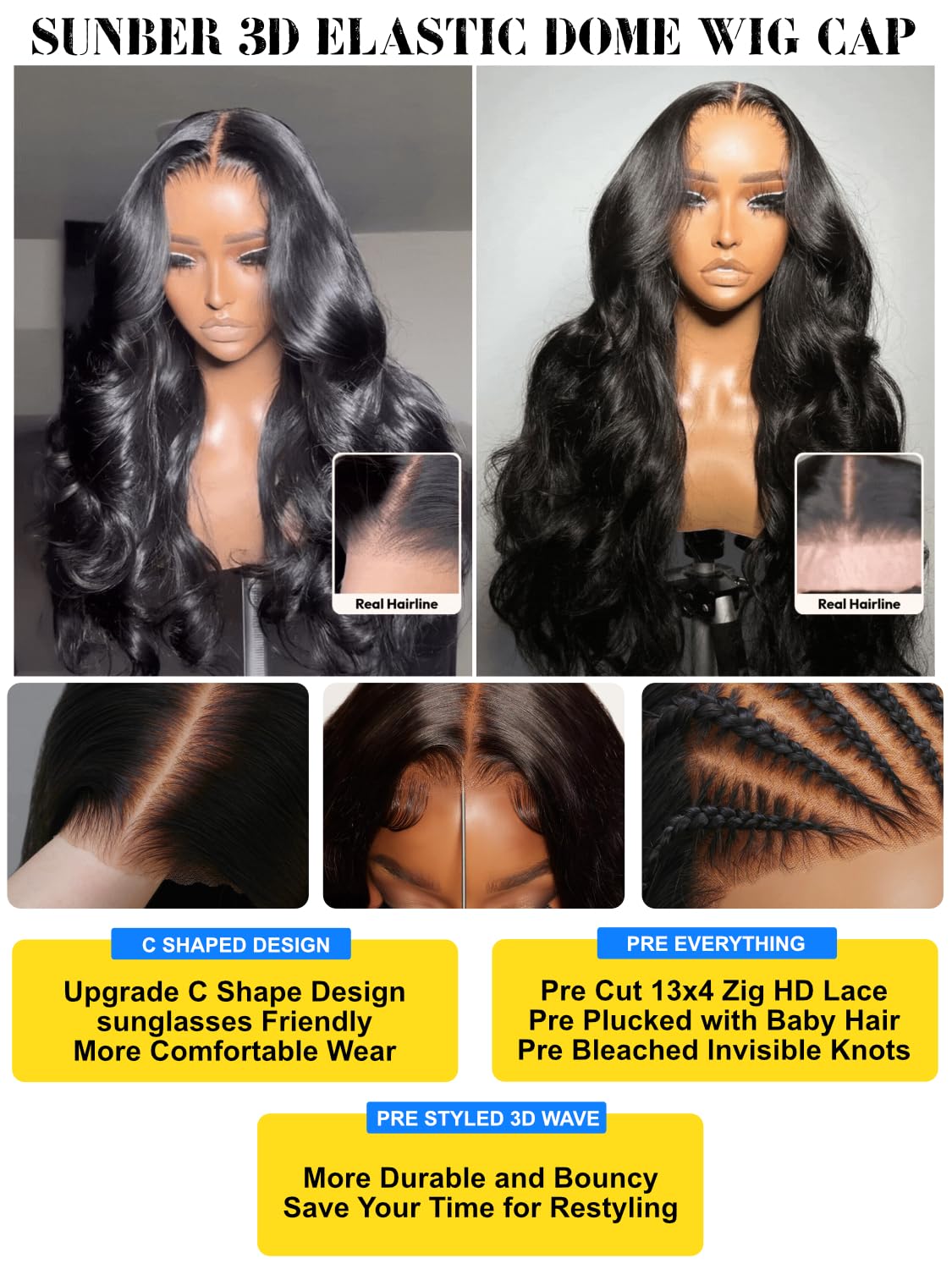 Sunber 13x4 Pre-Everything Wig With Loose Wave Face-Framing Layers And Side-Swept Bangs With Drawstring 180% Density 22Inch