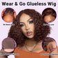 UCUVIC Wear And Go Glueless Wigs Human Hair Pre Plucked Pre Cut Curly 5x5 Deep Wave Bob Wig Human Hair Lace Front Closure Wigs For Black Women 200Density Curly Wig Glueless Chocolate Brown 18 Inch
