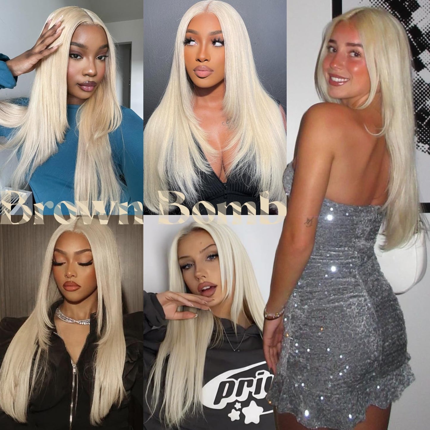 BrownBomb Blonde Wear and Go Glueless Wigs Pre Plucked Pre Cut for Beginners 613 Synthetic Lace Front Wigs With Bangs Long Straight layered Wigs HD Lace 26 Inch 3 Seconds to Wear for Beginners