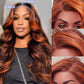 FASCARA Ombre 13x4 Lace Front Wigs Human Hair 4/30 Colored Body Wave Honey Blonde 9A Glueless HD Transparent Lace Frontal Wigs 180% Density for Women Human Hair Pre Plucked with Baby Hair 18 Inch