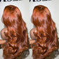 SISIFIRE Ginger Orange Wavy Lace Front Wigs for Women Orange Body Wave Synthetic Lace Front Wigs with Baby Hair Pre Plucked Hairline Glueless Lace Front Wig
