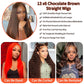 LAPONDAI 24 Inch Brown Straight Lace Front Wigs Human Hair 200 Density Chocolate Brown Lace Front Wig Straight