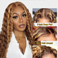 ALYOGA Highlight Wig Human Hair- 200 Density HD Deep Wave Lace Front Wigs, 13x6 Curly Human Hair Pre Plucked 30 inch