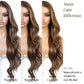ENCOUNTERU Pre Cut Lace Glueless Wig Wear and Go Synthetic Lace Front Wigs for Women Brown and Blonde Highlight Body Wave Wig with Bangs Pre Plucked Ready to Wear Middle Part 26 Inch