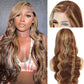 Highlight Ombre Lace Front Wig Human Hair Pre Plucked With Baby Hair 13x4 Body Wave Frontal Wigs Human Hair 200% Density 4/27 Colored Honey Blonde Lace Front Wig for Women 26 Inch
