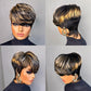 QiaQiaRing Pixie Cut Wigs For Black Women 1b/30/613 Blonde Color Brazilian Virgin Remy Human Hair Short Layered Pixie Human Hair Wigs With Bangs for Daily Use
