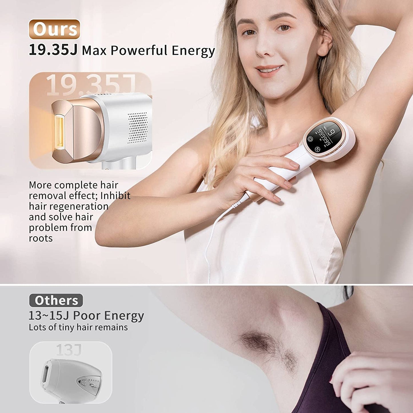 Aopvui IPL Laser Hair Removal for Women and Men, Permanent at-Home Hair Removal Device 999900 Flashes Hair Remover for Whole Body Use