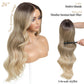 ENCOUNTERU Ombre Blonde Wear and Go Glueless Wig with Bangs Pre Plucked Body Wave Synthetic Lace Front Wigs for Women 13x5x1 Pre Cut Lace Dirty Blonde Wig Middle Part 26 Inch