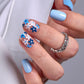 Curvlife Press On Nails Acrylic False Nails Kit with Glue, File & Adhesive Tabs - Azure Blue Flower, 30pcs