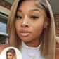 Nadula 13X4 HD Ombre Blonde Highlight Bob Straight Drawstring Wig Human Hair With Brown Roots - Pre Everything Glueless Ombre Bob Lace Front Wig with Ear Tape - Ready to Go Short Ombre Bob Wig 10inch