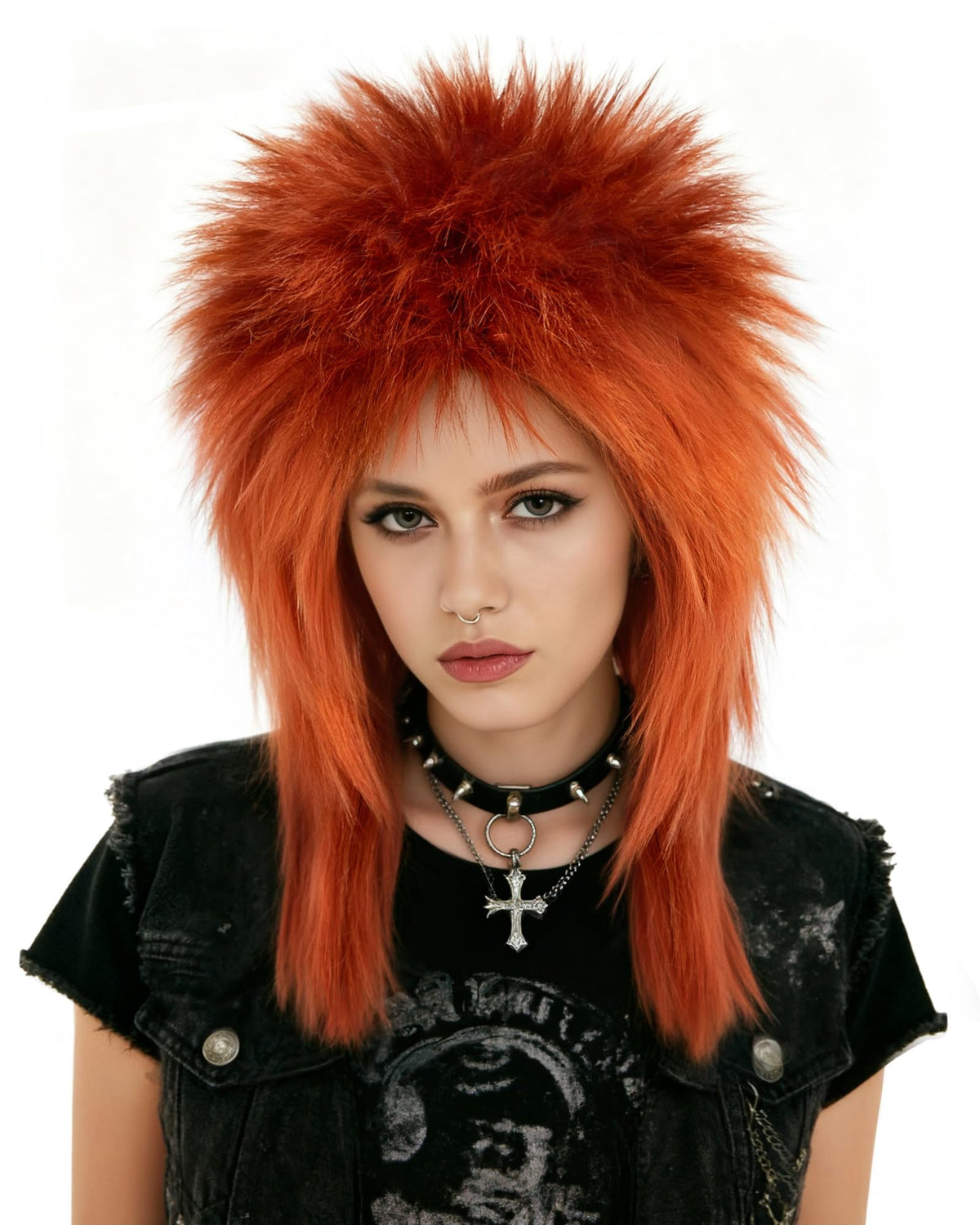 BESTBEL 80s Wig Ginger Mullet Wig Rocking Diva Wigs Funny Rocker Punk Hair