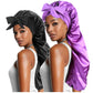 2pcs Long Satin Bonnets with Tie Band, Large Braid Bonnet Silky Hair Cap for Locs Women Sleeping, F