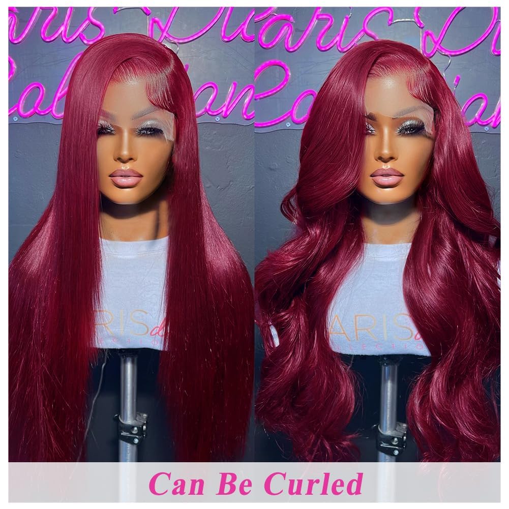 32 Inch Burgundy Wig Human Hair 99j Burgundy Lace Front Wigs Human Hair Red Human Hair Lace Front Wigs 200 Density 13x6 Hd Frontal Glueless Colored Wigs Human Hair Straight Wigs Human Hair Pre Plucked