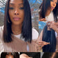 Sunber Glueless Yaki Straight Bob Wigs Pre Plucked Pre Bleached Bye Bye Knots Human Hair Wig Natural Black Pre Cut 7x5 Lace 150% Density Put On Go Pre Bleached Invisible Knots 10Inch