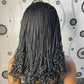 RealWigs 18” Black Headband Braided Wig Box Braids with Curly Tips