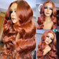 SISIFIRE Ginger Orange Body Wave Lace Front Wigs for Women Heat Resistant Fiber Long Loose Wavy Lace Wig with Baby Hair Orange Synthetic Glueless Lace Front Wig for Daily Party Use