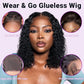 UCUVIC Wear And Go Glueless Wigs Human Hair Pre Plucked Pre Cut Curly 5x5 Jerry Curly Bob Wig Human Hair Lace Front Closure Wigs For Black Women 200 Density Curly Wig Glueless Wear And Go Black 18Inch