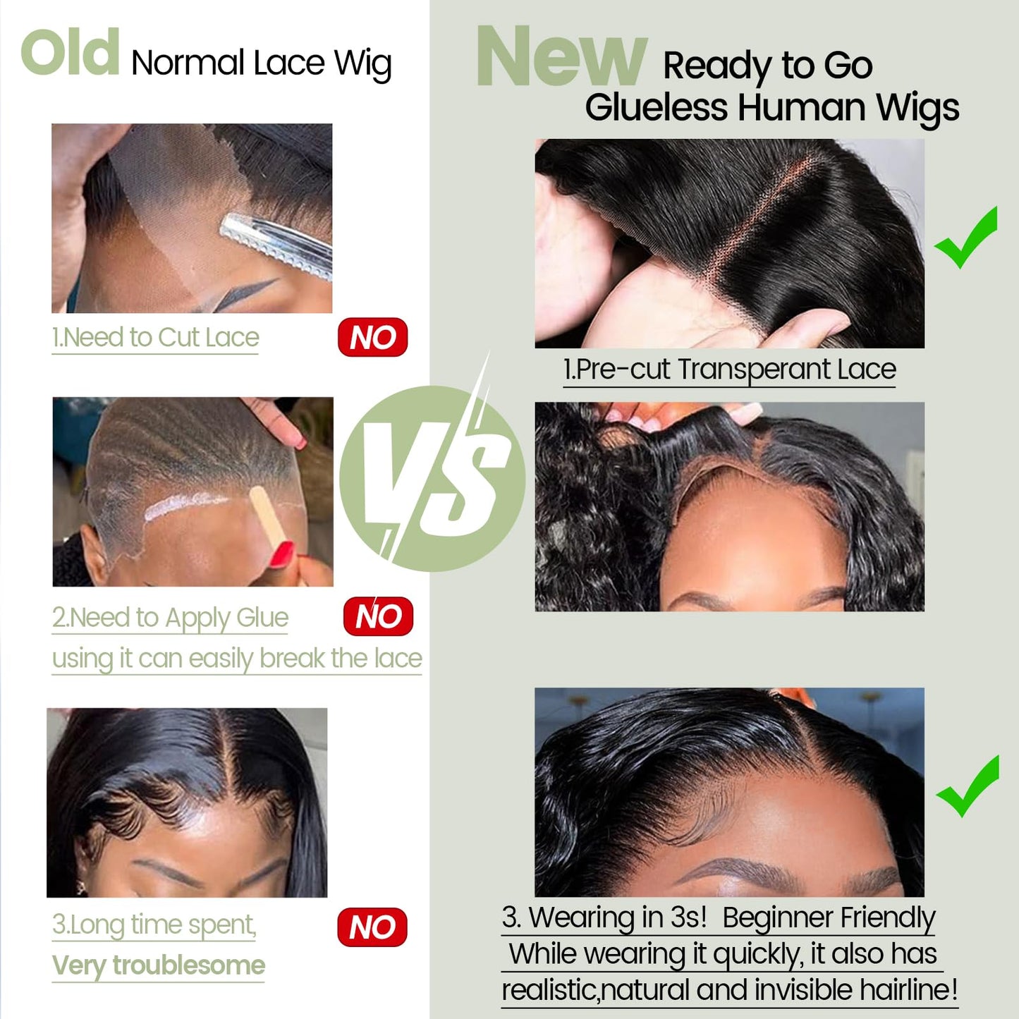 Eyefanniy Glueless Wigs Human Hair pre plucked Pre Cut Short Curly Bob Lace Front Wigs for Black Women 4x4 Lace Closure Glueless Wig with Elastic Band for Beginners 10 Inch