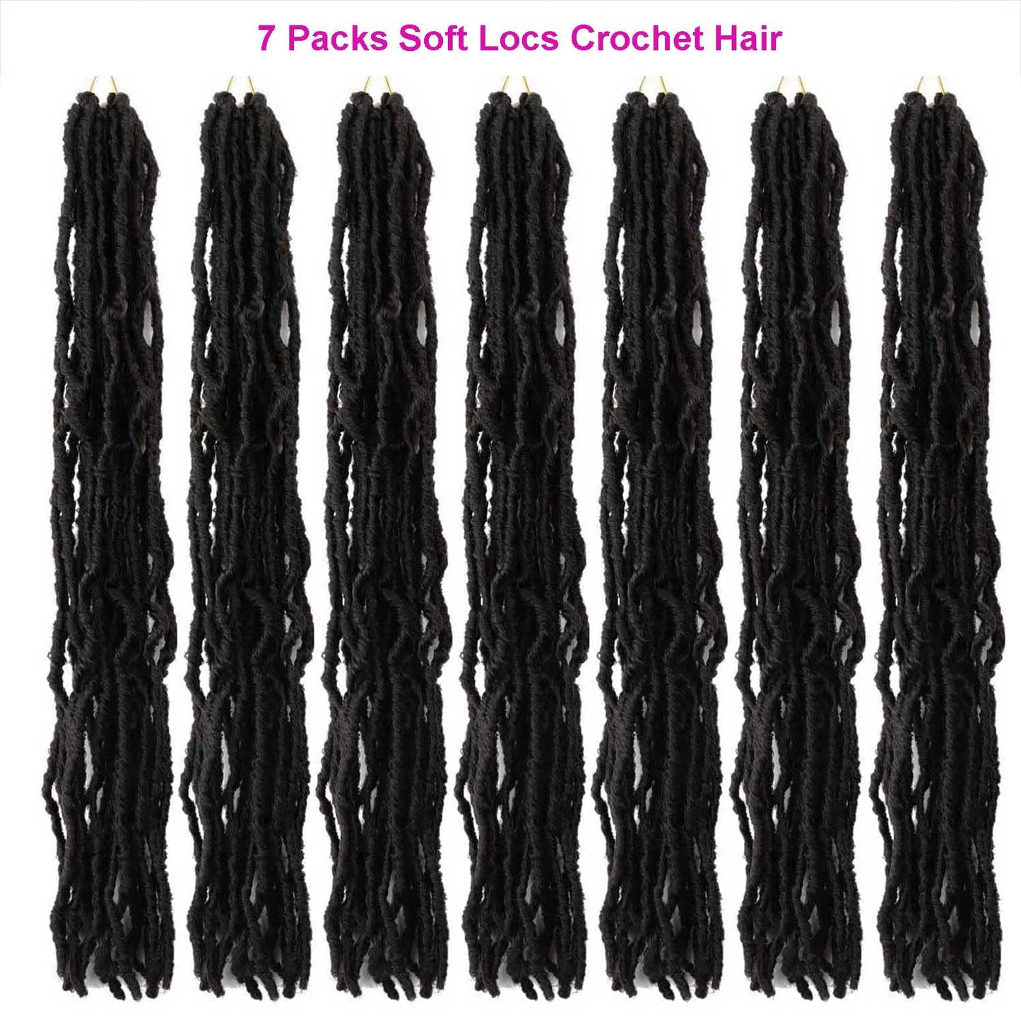 6 Packs Soft Locs Crochet Hair Pre Looped Faux Locs Crochet Braids Goddess Locs Dreadlocs Synthetic Hair For Black Women (1B, 30 Inch (Pack of 7))