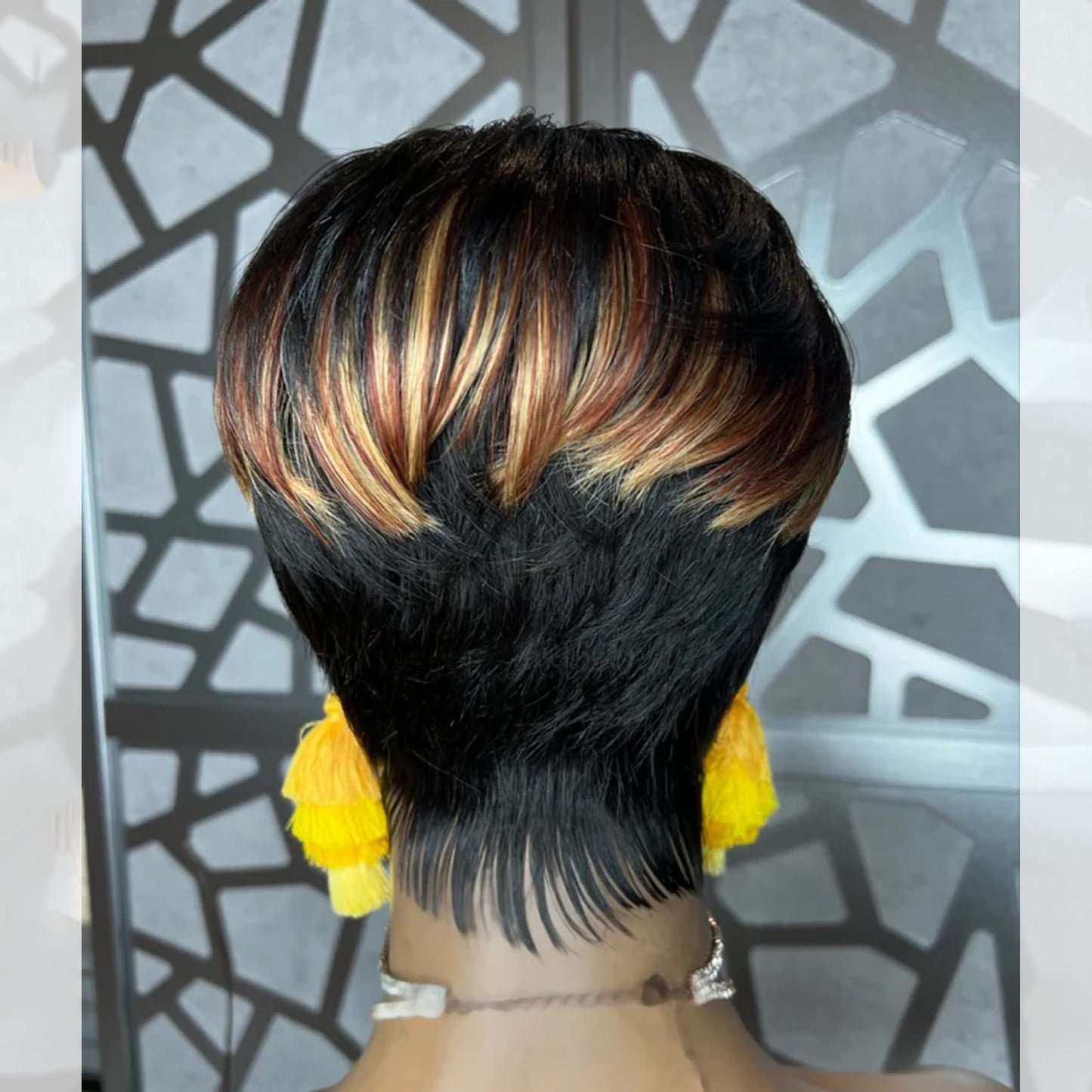 QiaQiaRing 10A Pixie Cut Wigs for Black Women Side Part 1b/33/27 Daily Use Color Short Layered Pixie Cut Human Hair Wigs With Bangs Brazilian Virgin Straight Human Hair (1b/33/27)