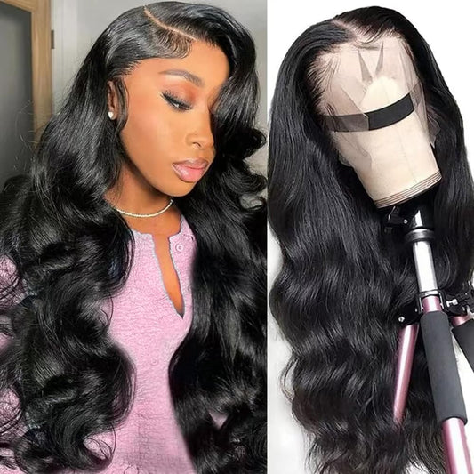 Rylice 22inch Lace Front Wigs Human Hair 200% Density 13x4 HD Body Wave Lace Front Wig 100% Brazilian Virgin Human Hair Wigs for Black Women Pre Plucked Natural Color Glueless Wig