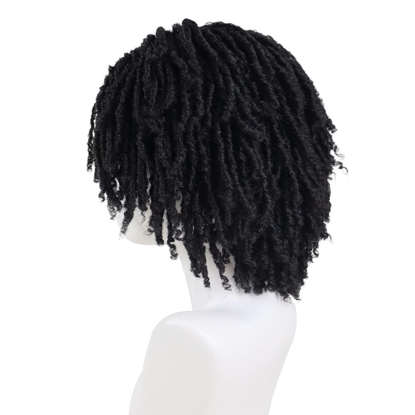 GNIMEGIL Mens Dreadlock Wig Black Curly Male Fake Dreads Loc Short Braided Wig with Bangs Realistic Twist Rasta Wigs Roleplay