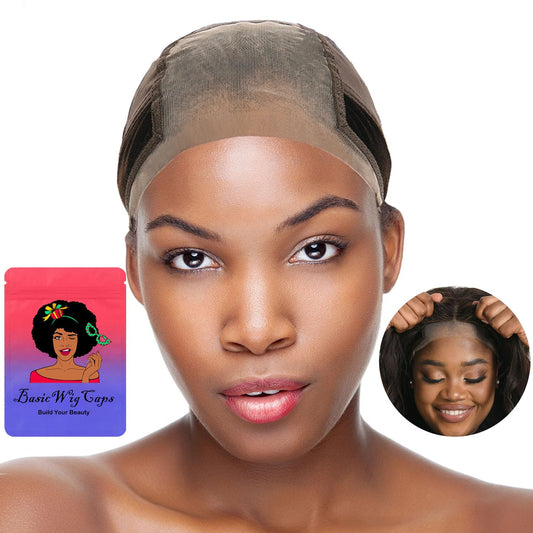 Lace Wig Grip Cap for Women 4x5 Transparent Lace Wig Caps Non Slip Wig Gripper for Keeping Wigs In Place Adjustable Wig Cap(Brown,Small)