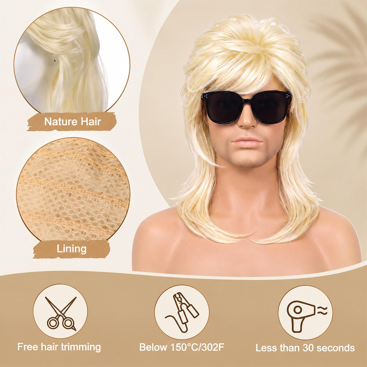 Suncalla 6 Set Retro Wigs for Halloween Party Multicolor