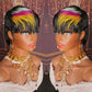 QiaQiaRing Mullet Wigs for Black Women Chic Elegent Mullet Pixie Cut Wigs for Daily Use Short Layered Pixie Bob Human Hair With Bangs Brazilian Virgin Straight Bob Human Hair (1b/purple/blue)
