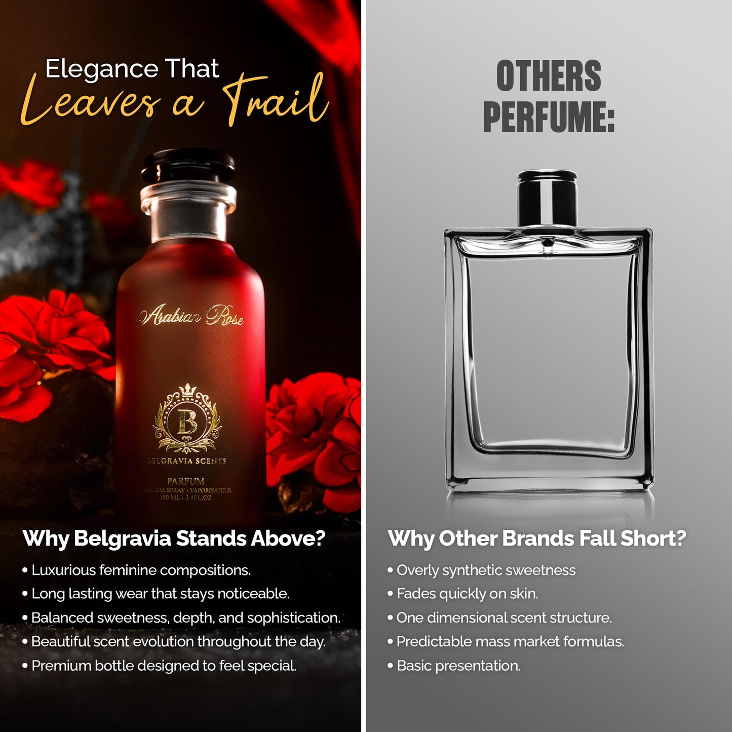 Belgravia Scents Arabian Rose Eau De Parfum 100ml (3.4 oz) - Long-Lasting Fragrance For Women Premium Oil-Based Rose & Saffron Cologne With Patchouli & Darkwoods Luxury Perfume EDP