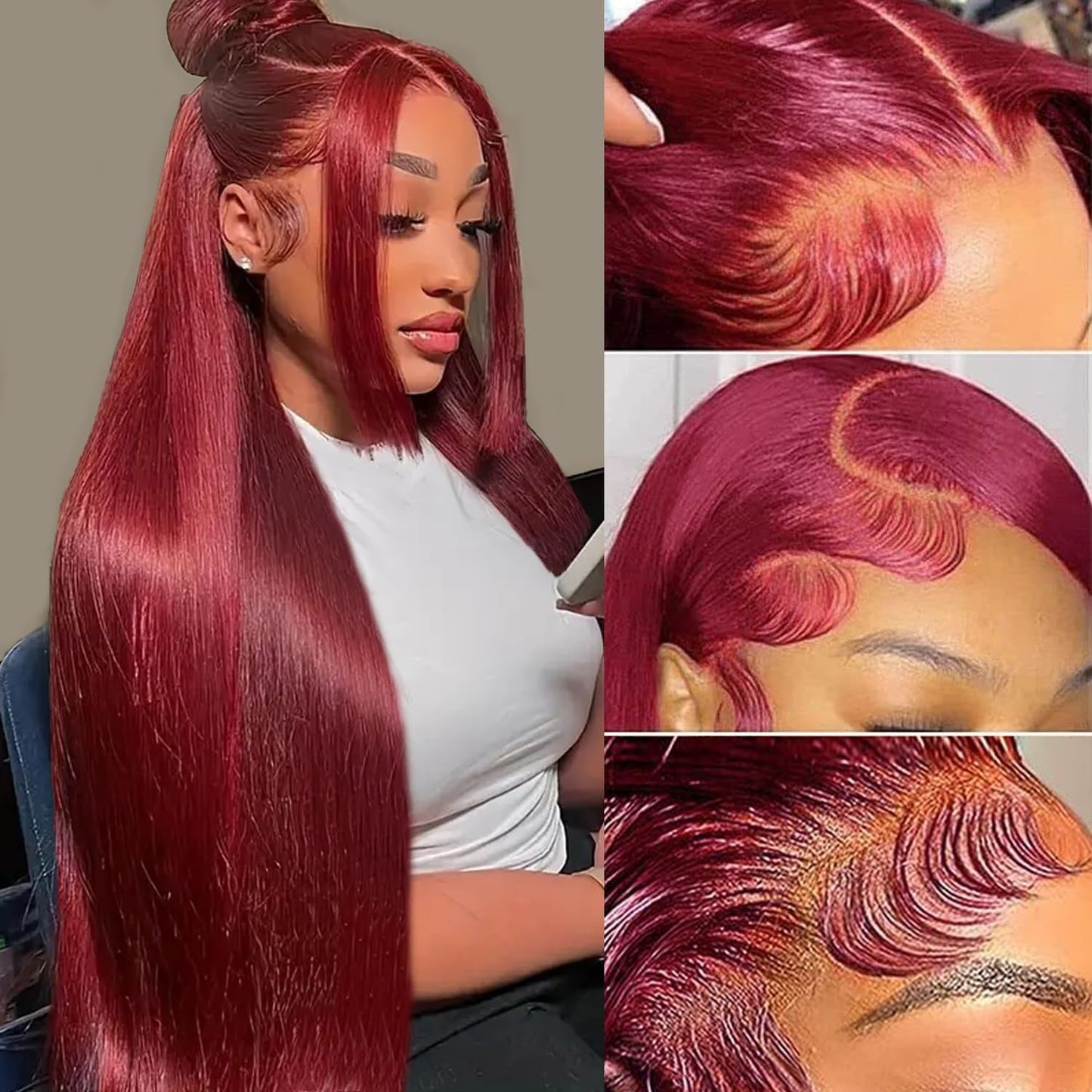 99j Burgundy Lace Front Wigs Human Hair 28Inch Reddish Brown Wig 13x6 HD Transparent Wine Red Colored Lace Front Wigs Human Hair Straight Lace Frontal Wigs 180% Density Pre Plucked With Baby Hair