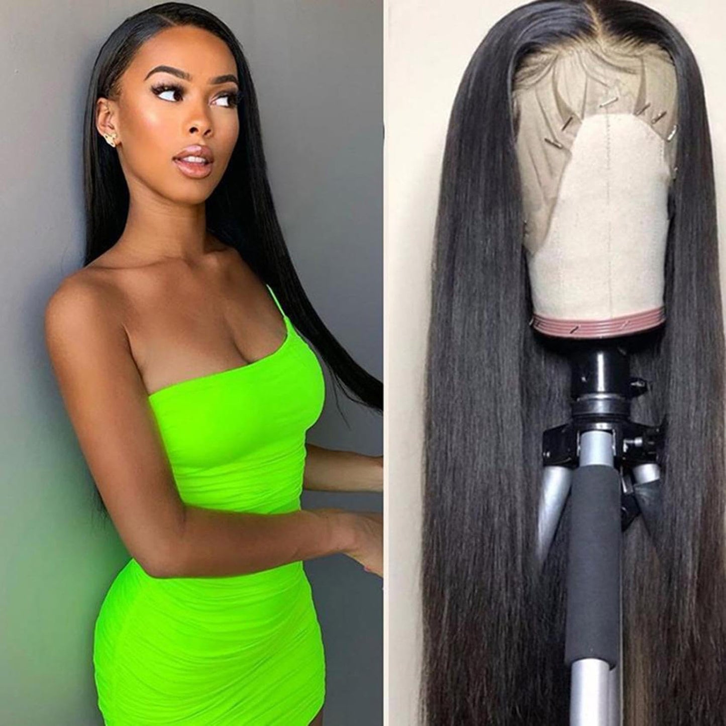 Generic Long Straight Lace Frontal Wigs for Women Pre Plucked Natural Hairline Baby Hair Lace Front Wigs HD Transparent Lace Front Wig, 26 Inch, Black