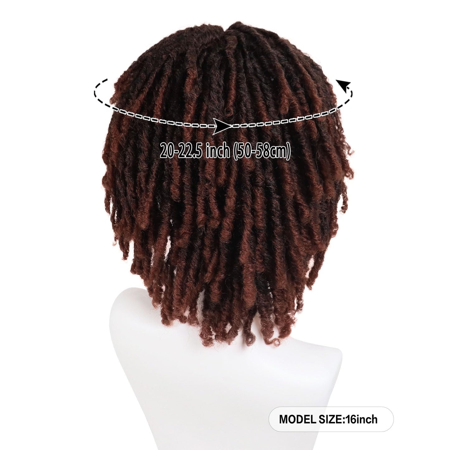 GNIMEGIL Mens Dreadlock Wig Ombre Auburn Curly Hair Cosplay Male Fake Dreads Loc Short Braided Wig with Bangs Realistic Twist Rasta Wigs Funny