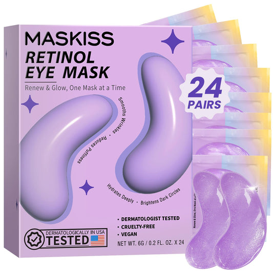 Maskiss Retinol Under Eye Patches (24 Pairs), Purple Eye Masks for Dark Circles, Puffy Eyes & Wrinkles, Firming Collagen Eye Patches, Vegan Cruelty-Free Skincare Gifts for Women