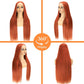 DJFG Ginger Wig Human Hair 13x6 HD Frontal 200% Density Ginger Lace Front Wigs Human Hair Pre Plucked 28 Inch Straight Wigs Human Hair Colored Glueless