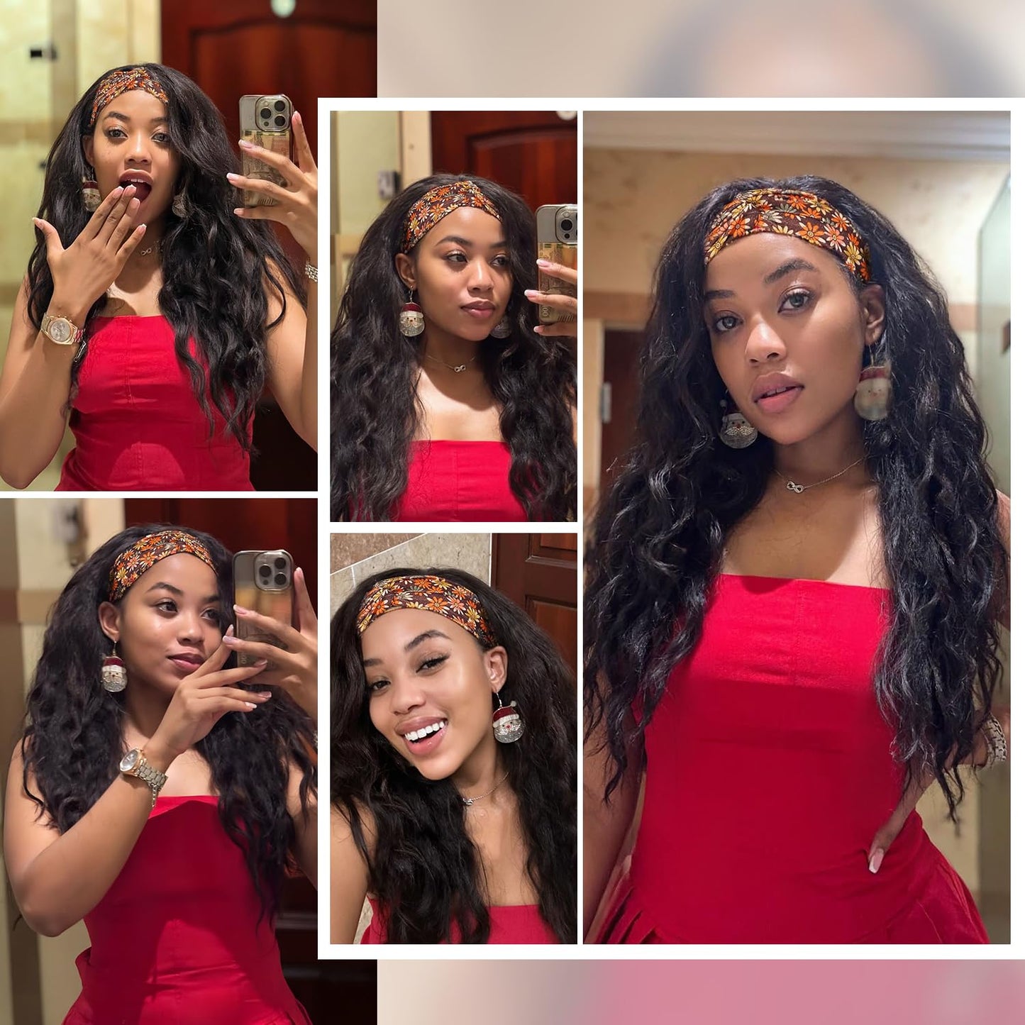 Quantum Love Yaki Curly Headband Wigs for Black Women Kinky Straight Black Headband Curly Ends 26inch Synthetic Wear and Go Glueless half Wig with Headbands Attached