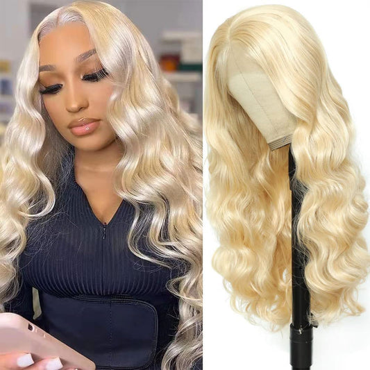 VIPPRETTY Synthetic 13X6 Lace Front Wig 613 Blonde Wig Long Body Wave Synthetic Wigs for Women Transparent Lace Wig with Baby Hair 180% Density Daily Wear Wig 26 inch