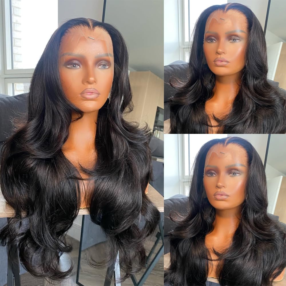SISIFIRE Natural Lace Front Wigs for Women Loose Curly Wave Synthetic Lace Wigs with Baby Hair 13 * 4 Inch Deep Body Wave Lace Wig Preplucked Hairline Glueless Lace Front Wig