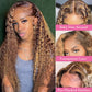 Chesma 28inch Highlight Ombre Lace Front Wig Human Hair 13x4 HD Honey Blonde 4/27 Deep Wave Lace Frontal Wigs Glueless Wigs 180 Density