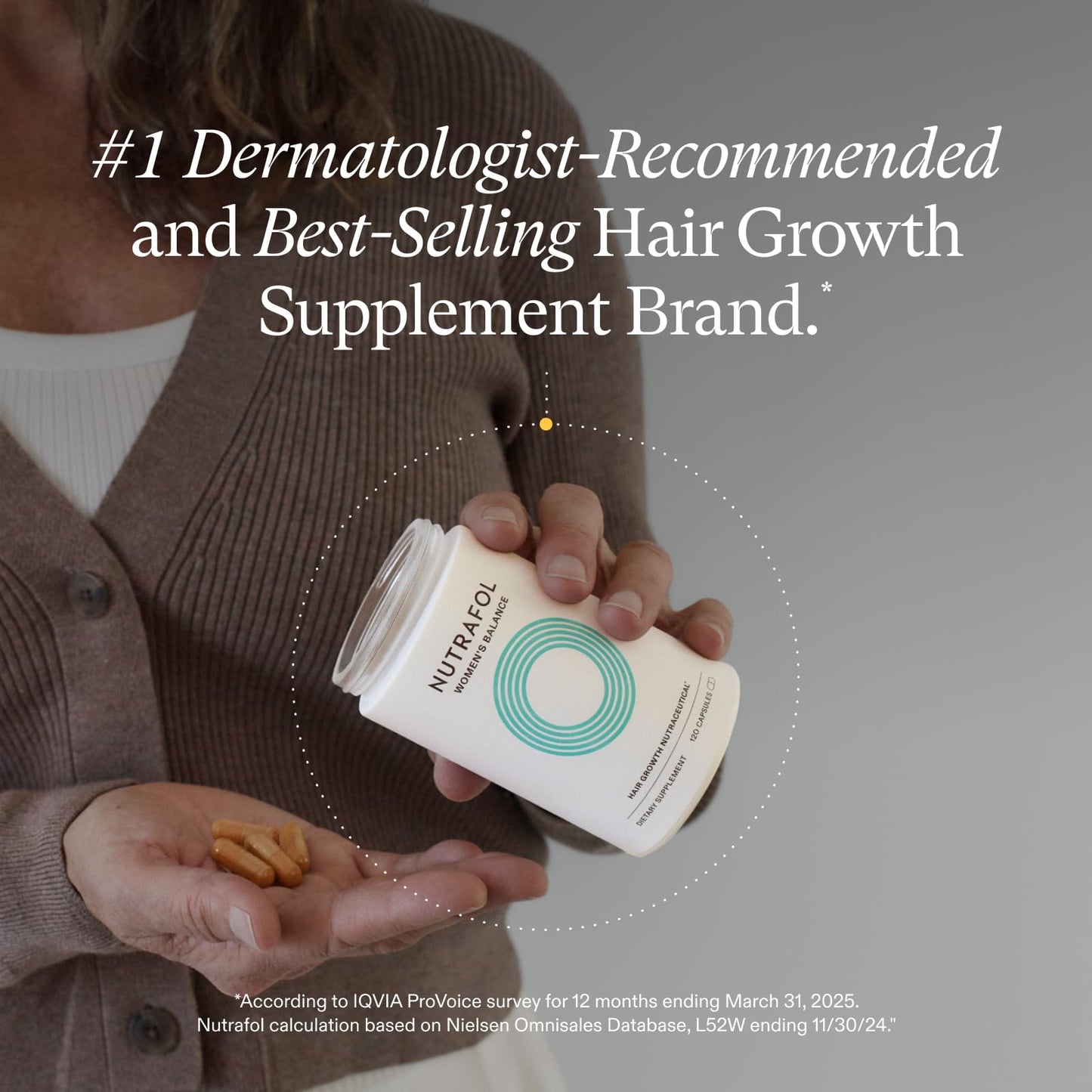 Nutrafol Women's Balance Hair Growth Supplements, Ages 45 and Up, Clinically Proven for Visibly Thicker Hair and Scalp Coverage, Dermatologist Recommended - 1 Month Supply