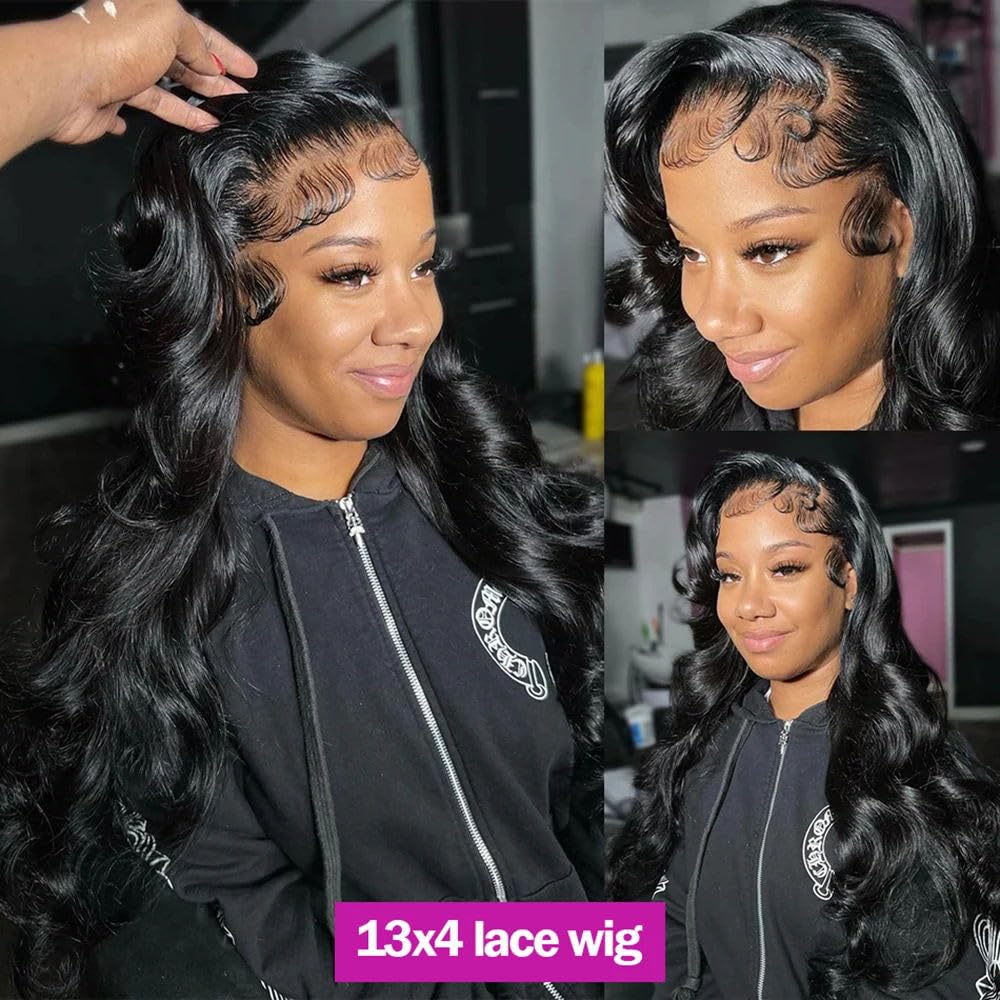 SISIFIRE Deep Wave Lace Front Wigs 13x4 Body Wave Lace Front Wigs for Women Synthetic HD Lace Front Wig Pre Plucked Natural Hairline Glueless Frontal Wigs for Women