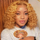 UCUVIC Wear And Go Glueless Wigs Human Hair Pre Plucked Pre Cut Curly 5x5 Deep Wave Bob Wig Human Hair Lace Front Closure Wigs For Black Women 200 Density Curly Wig Glueless Honey Blonde 12 Inch