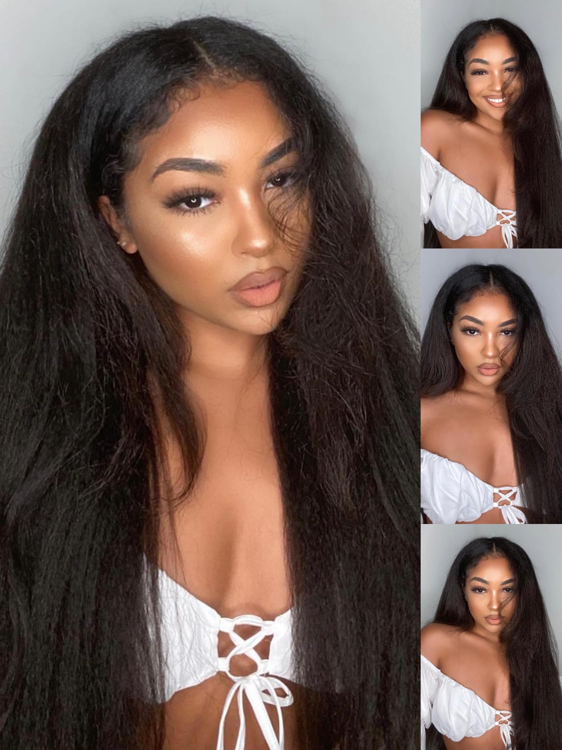 Sunber Bye Bye Knots 7x5 Lace Front Glueless 4C Egde Yaki Straight Human Hair Wigs Pre Plucked Invisible Knots Pre Everything 3S Ready to Wear Yaki Straight Human Hair Wig 24Inch