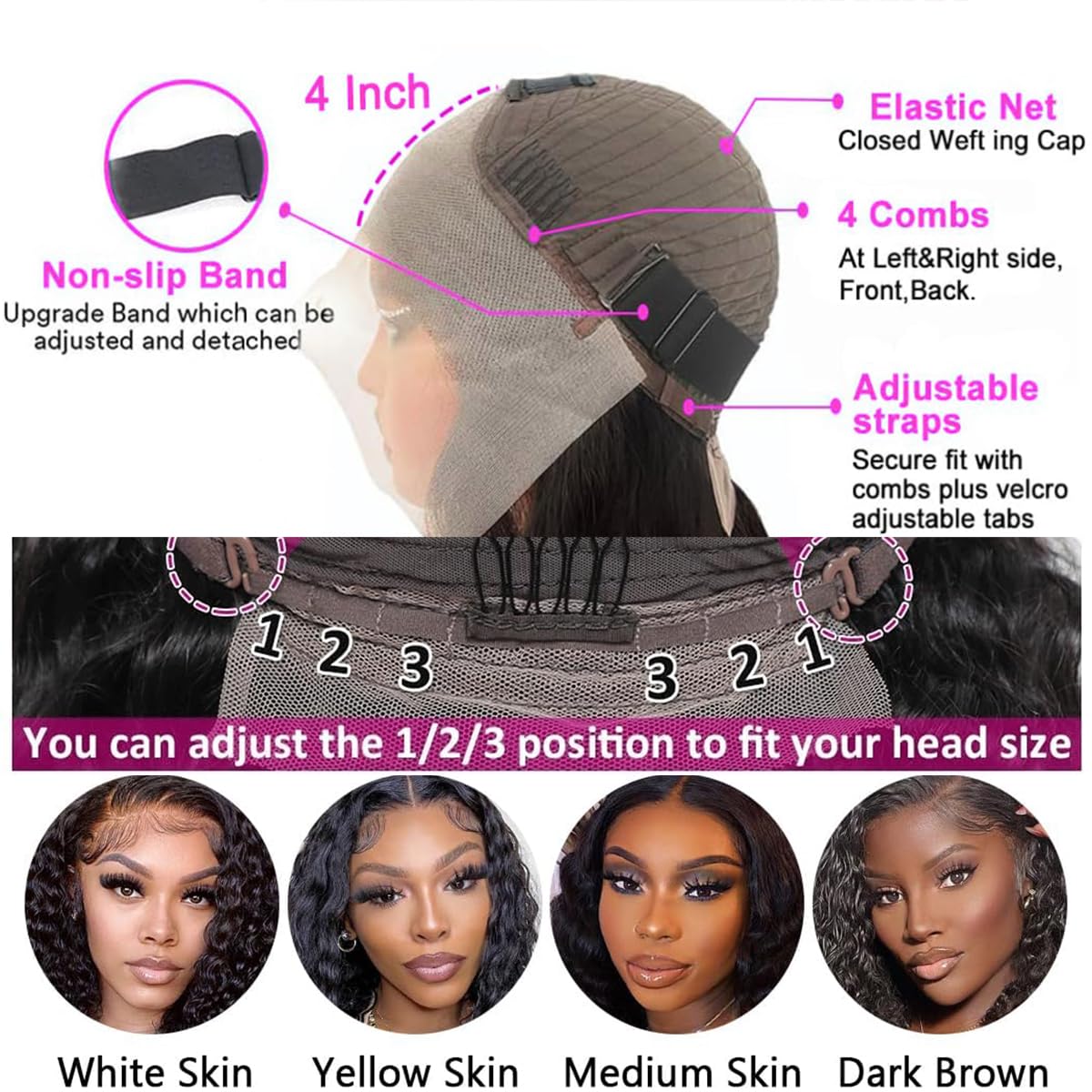 Rozilo Aomllute Deep Wave Lace Front Wigs Human Hair Wigs for Women 200 Density 13x4 HD Deep Curly Lace Front Wig Human Hair Glueless Lace Front Wig Human Hair Pre Plucked 24 Inch
